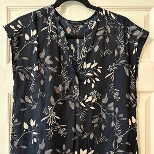 Indigo Floral Print Banana Republic Blouse